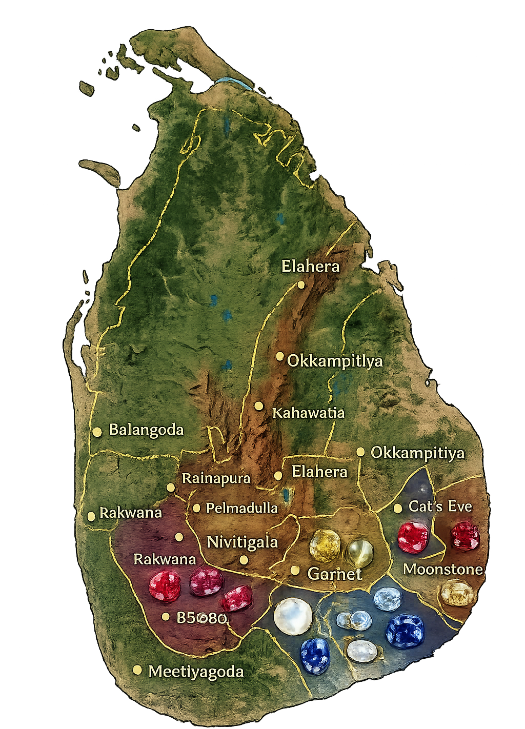 Sri Lanka gem map